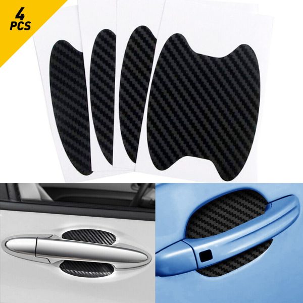4Pcs Universal Car Door Handle Protector Carbon Fibre Scratch Resistant Sticker